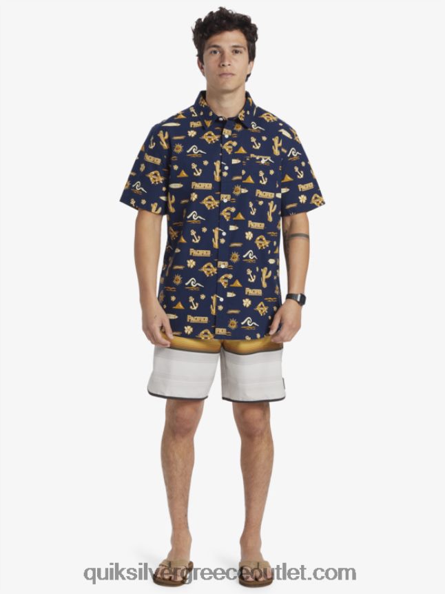 κοντομάνικο μπλουζάκι Quiksilver x Pacifico άνδρες 66LP8415 ναυτικό μπλέιζερ