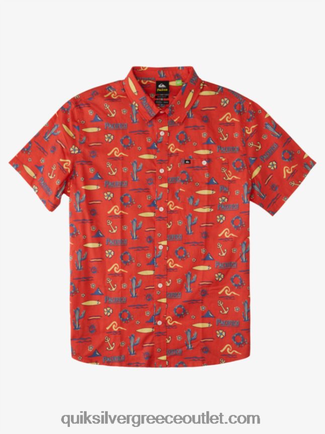 κοντομάνικο μπλουζάκι Quiksilver x Pacifico άνδρες 66LP8416 κόκκινο pacifico quiksilver