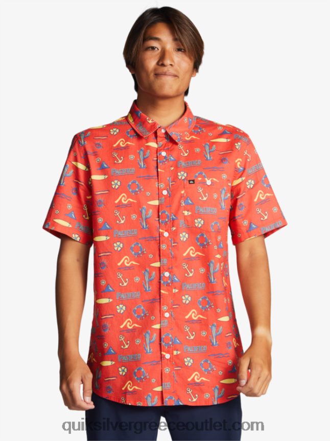 κοντομάνικο μπλουζάκι Quiksilver x Pacifico άνδρες 66LP8416 κόκκινο pacifico quiksilver