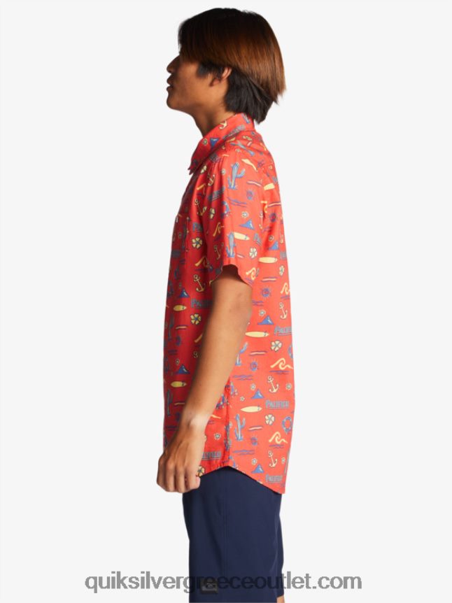 κοντομάνικο μπλουζάκι Quiksilver x Pacifico άνδρες 66LP8416 κόκκινο pacifico quiksilver