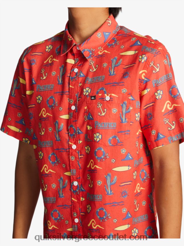 κοντομάνικο μπλουζάκι Quiksilver x Pacifico άνδρες 66LP8416 κόκκινο pacifico quiksilver