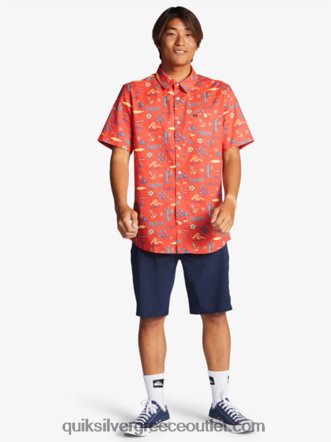 κοντομάνικο μπλουζάκι Quiksilver x Pacifico άνδρες 66LP8416 κόκκινο pacifico quiksilver