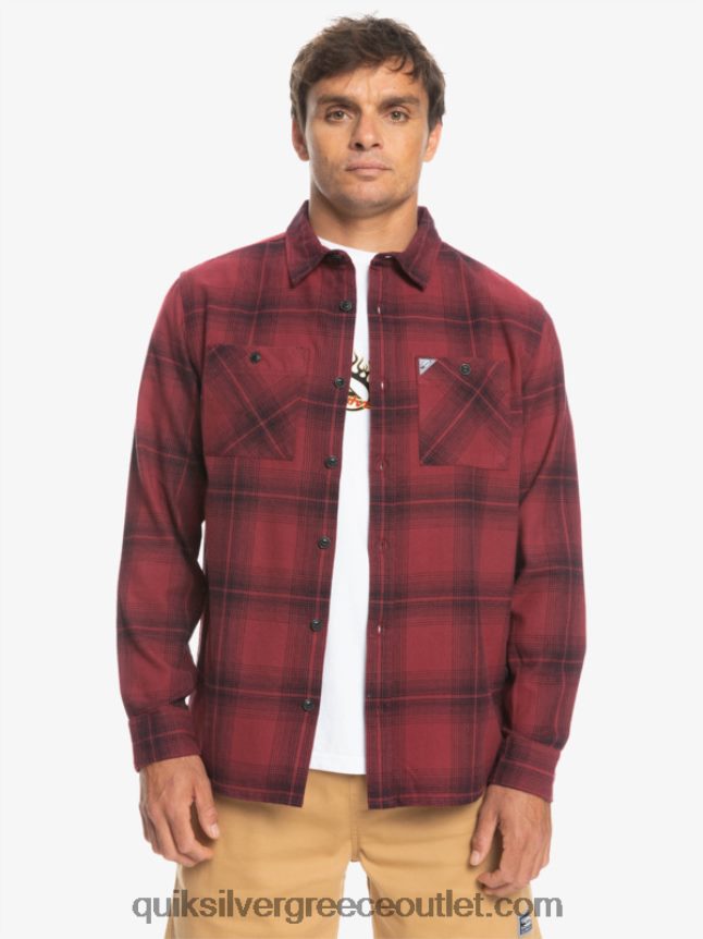 Saturn καρό μακρυμάνικο πουκάμισο Quiksilver άνδρες 66LP841691 ρουμπινί κρασί Κρόνος