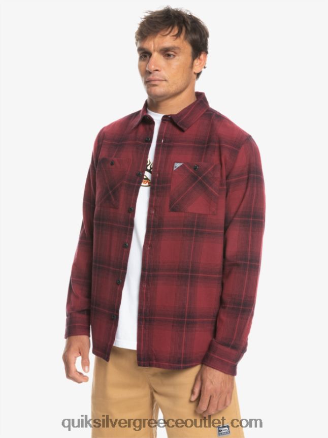 Saturn καρό μακρυμάνικο πουκάμισο Quiksilver άνδρες 66LP841691 ρουμπινί κρασί Κρόνος