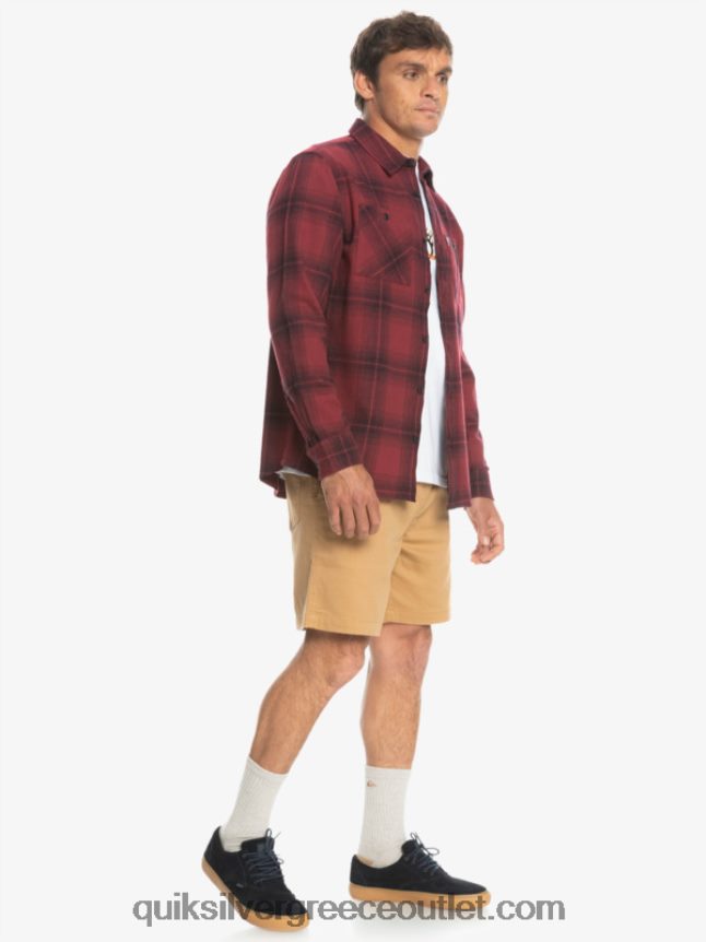 Saturn καρό μακρυμάνικο πουκάμισο Quiksilver άνδρες 66LP841691 ρουμπινί κρασί Κρόνος