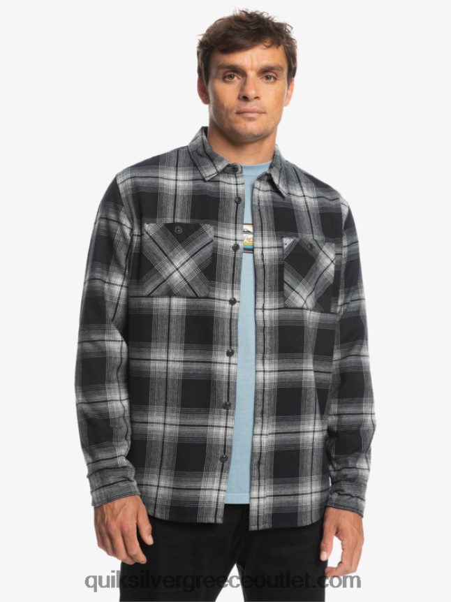 Saturn καρό μακρυμάνικο πουκάμισο Quiksilver άνδρες 66LP841692 μαύρος Κρόνος