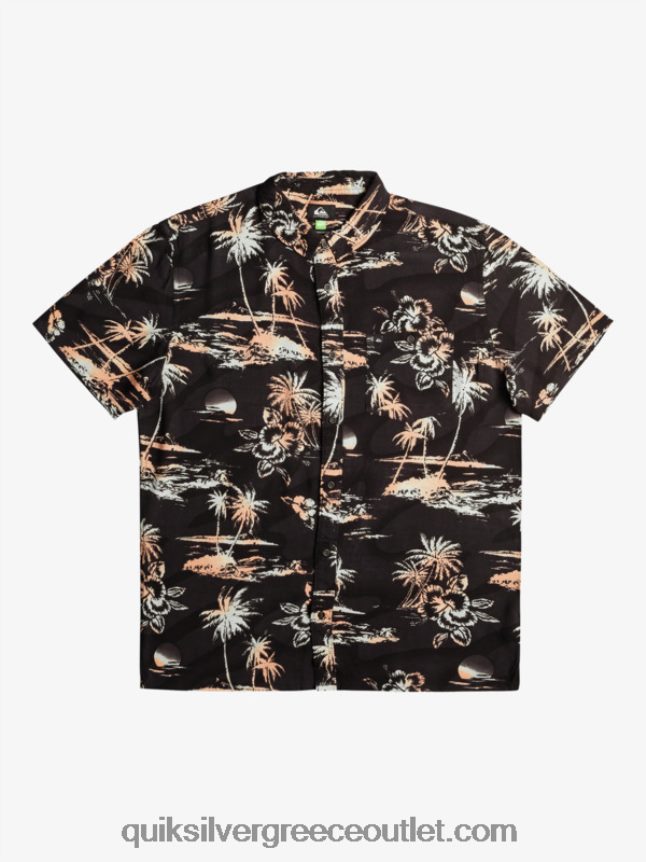 airflow βαμβακερό κοντομάνικο πουκάμισο Quiksilver άνδρες 66LP841369 μαύρη ροή αέρα