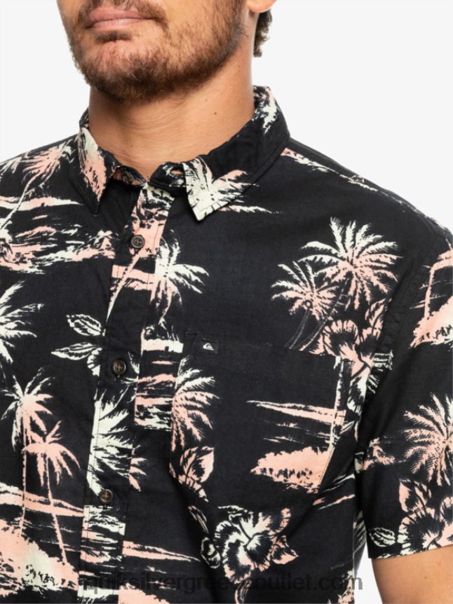 airflow βαμβακερό κοντομάνικο πουκάμισο Quiksilver άνδρες 66LP841369 μαύρη ροή αέρα
