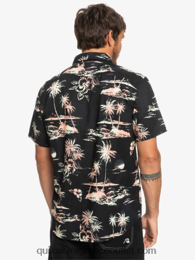 airflow βαμβακερό κοντομάνικο πουκάμισο Quiksilver άνδρες 66LP841369 μαύρη ροή αέρα