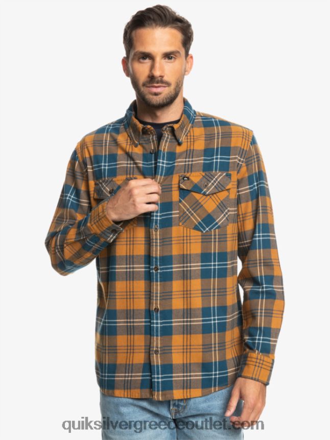 μακρυμάνικο πουκάμισο harelaw Quiksilver άνδρες 66LP841508 καστανή ζάχαρη harelaw