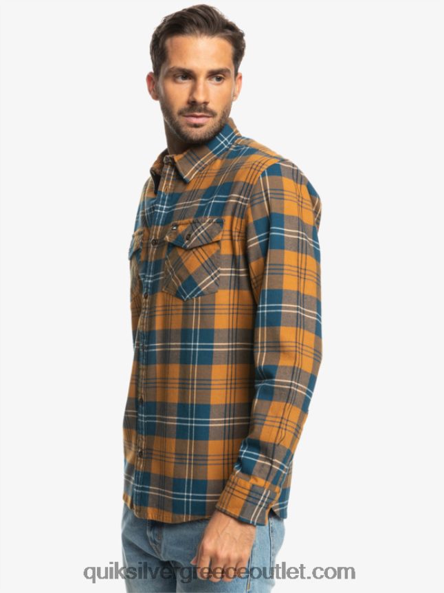 μακρυμάνικο πουκάμισο harelaw Quiksilver άνδρες 66LP841508 καστανή ζάχαρη harelaw