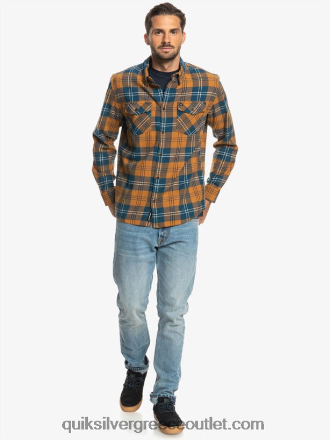 μακρυμάνικο πουκάμισο harelaw Quiksilver άνδρες 66LP841508 καστανή ζάχαρη harelaw