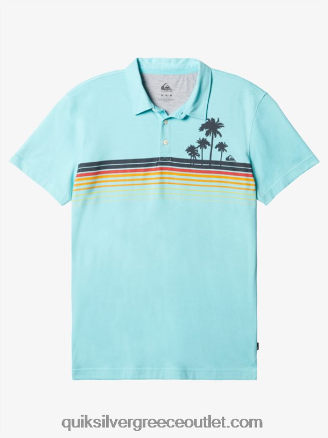 ριγέ lite κοντομάνικο μπλουζάκι πόλο Quiksilver άνδρες 66LP84749 μπλε άγγελος