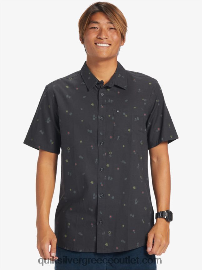 ειρηνικό rave κοντομάνικο πουκάμισο Quiksilver άνδρες 66LP84589 άσφαλτος ειρηνικός rave ss