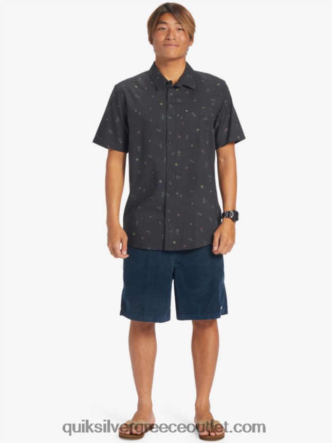 ειρηνικό rave κοντομάνικο πουκάμισο Quiksilver άνδρες 66LP84589 άσφαλτος ειρηνικός rave ss