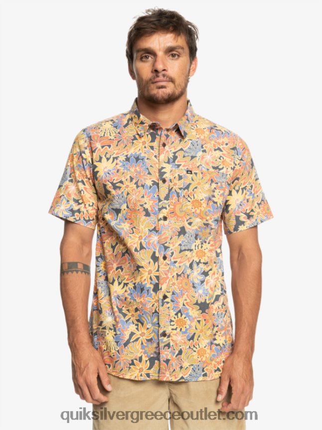 κοντομάνικο πουκάμισο surfadelica Quiksilver άνδρες 66LP84967 Σουρφαδέλικα από σκούρο σχιστόλιθο