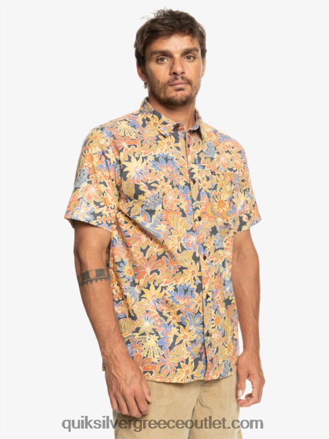 κοντομάνικο πουκάμισο surfadelica Quiksilver άνδρες 66LP84967 Σουρφαδέλικα από σκούρο σχιστόλιθο