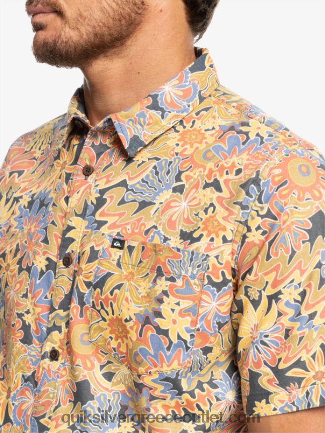 κοντομάνικο πουκάμισο surfadelica Quiksilver άνδρες 66LP84967 Σουρφαδέλικα από σκούρο σχιστόλιθο