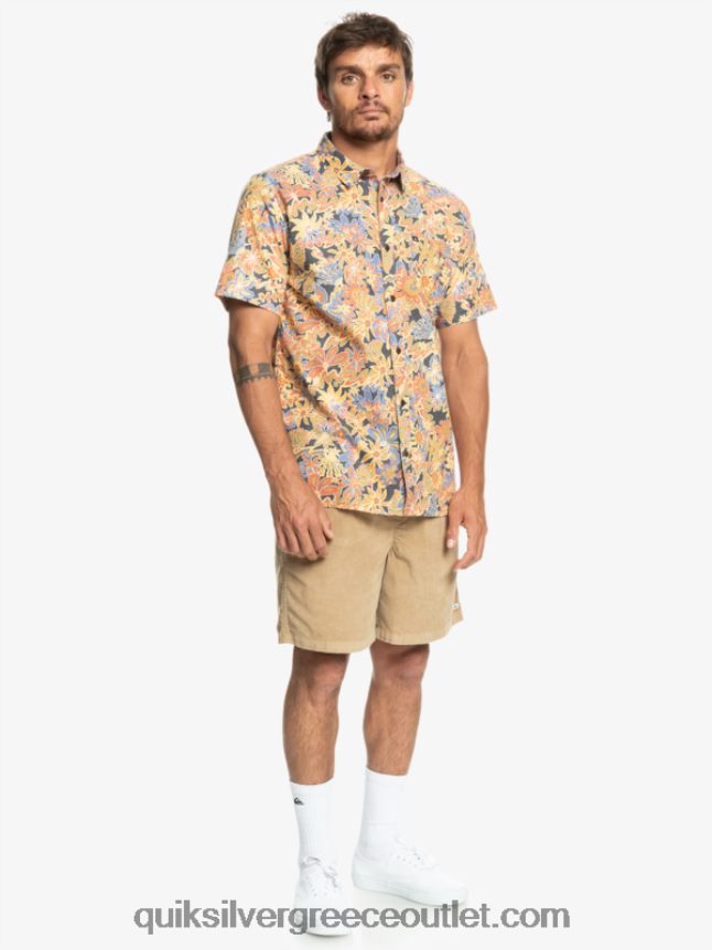 κοντομάνικο πουκάμισο surfadelica Quiksilver άνδρες 66LP84967 Σουρφαδέλικα από σκούρο σχιστόλιθο