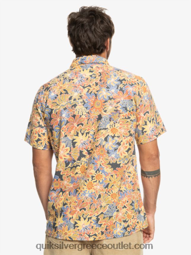 κοντομάνικο πουκάμισο surfadelica Quiksilver άνδρες 66LP84967 Σουρφαδέλικα από σκούρο σχιστόλιθο