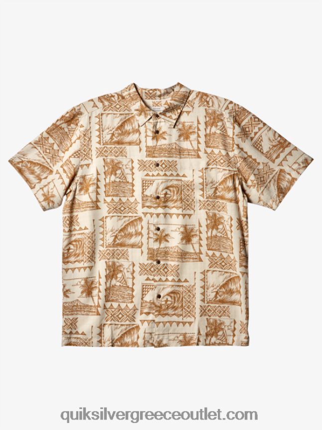 κοντομάνικο πουκάμισο waterman σερφ Quiksilver άνδρες 66LP84432 εκδρομείς σερφ με καφέ ρύζι