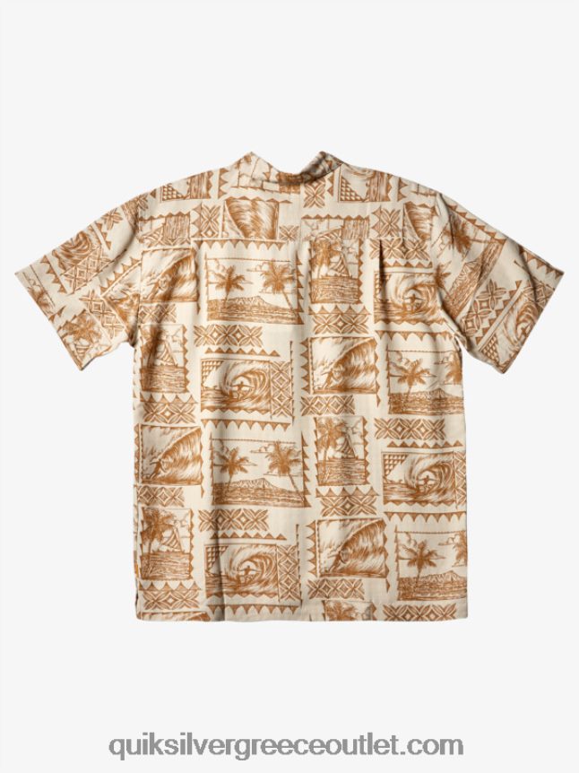 κοντομάνικο πουκάμισο waterman σερφ Quiksilver άνδρες 66LP84432 εκδρομείς σερφ με καφέ ρύζι