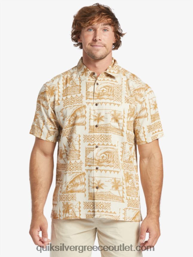 κοντομάνικο πουκάμισο waterman σερφ Quiksilver άνδρες 66LP84432 εκδρομείς σερφ με καφέ ρύζι