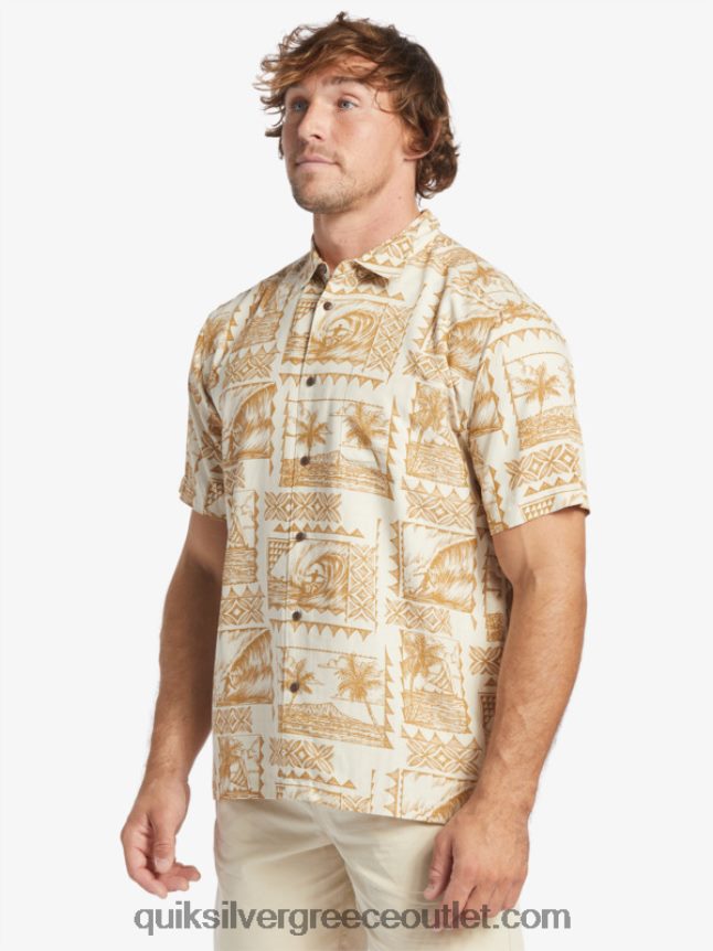 κοντομάνικο πουκάμισο waterman σερφ Quiksilver άνδρες 66LP84432 εκδρομείς σερφ με καφέ ρύζι