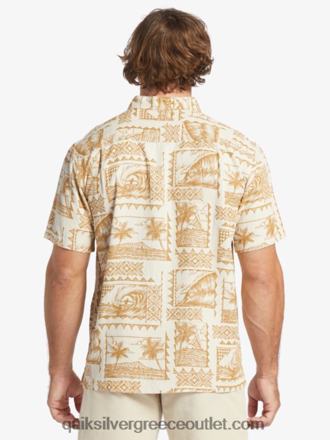 κοντομάνικο πουκάμισο waterman σερφ Quiksilver άνδρες 66LP84432 εκδρομείς σερφ με καφέ ρύζι