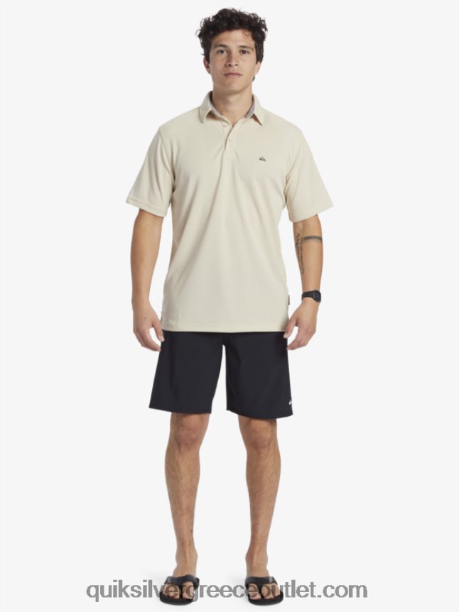 waterman κοντομάνικο πόλο μπλουζάκι Quiksilver άνδρες 66LP8495 καστανό ρύζι