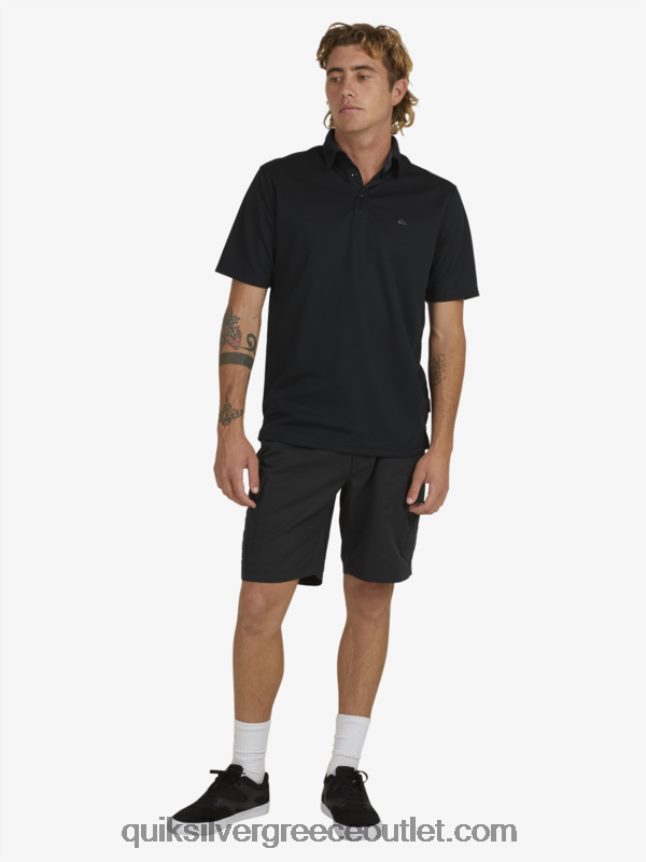 waterman κοντομάνικο πόλο μπλουζάκι Quiksilver άνδρες 66LP8498 μαύρος
