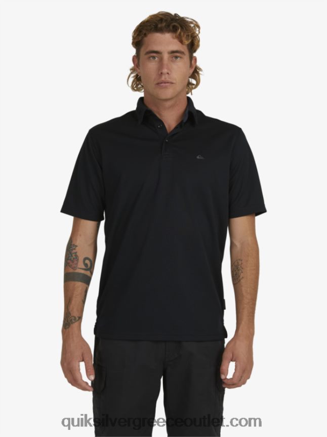 waterman κοντομάνικο πόλο μπλουζάκι Quiksilver άνδρες 66LP8498 μαύρος