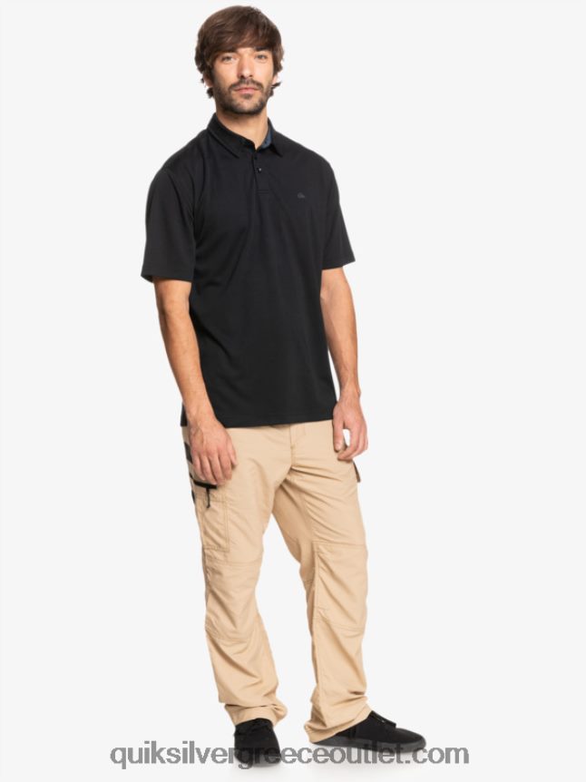 waterman κοντομάνικο πόλο μπλουζάκι Quiksilver άνδρες 66LP8498 μαύρος