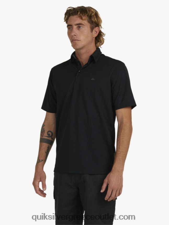 waterman κοντομάνικο πόλο μπλουζάκι Quiksilver άνδρες 66LP8498 μαύρος