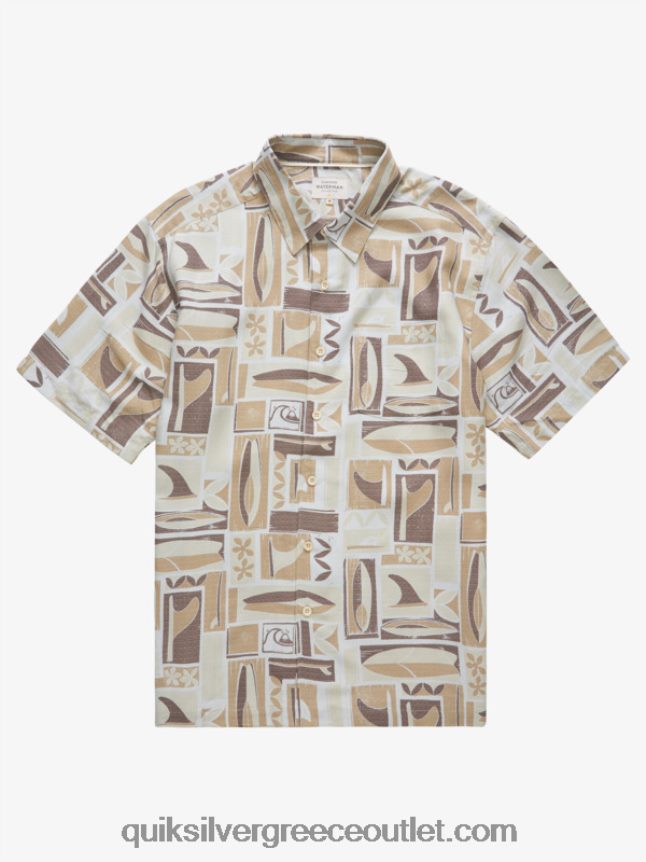 κοντομάνικο πουκάμισο waterman kapua Quiksilver άνδρες 66LP841889 καστανό ρύζι καπουά