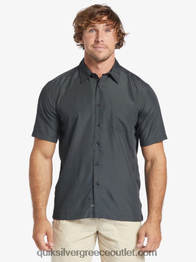 κοντομάνικο πουκάμισο waterman kings cliff Quiksilver άνδρες 66LP84283 μαύρος βράχος βασιλιάδων