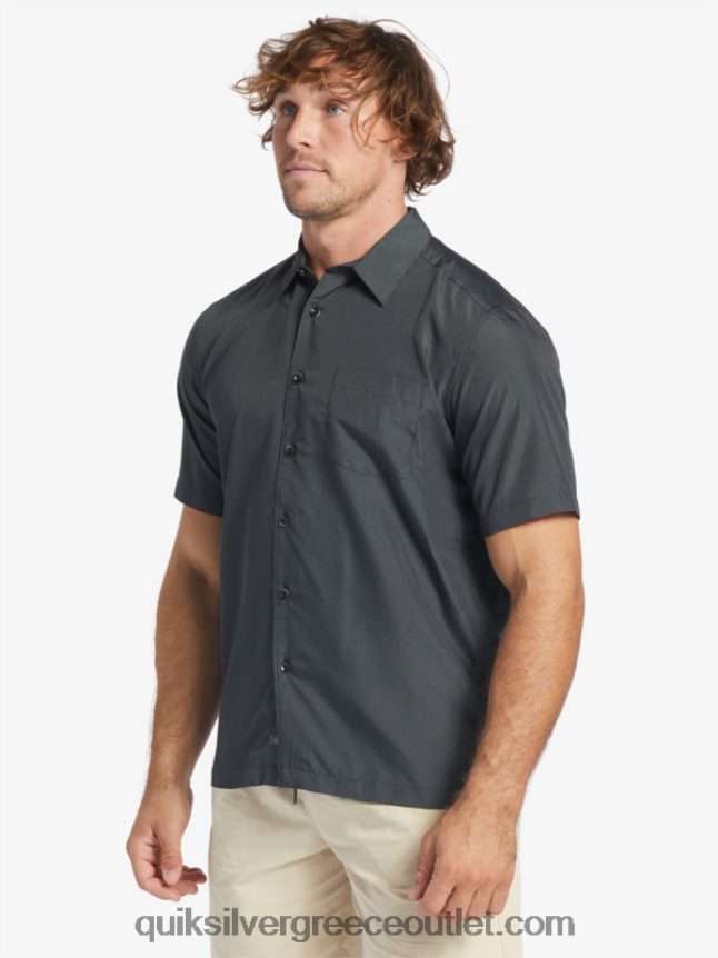 κοντομάνικο πουκάμισο waterman kings cliff Quiksilver άνδρες 66LP84283 μαύρος βράχος βασιλιάδων