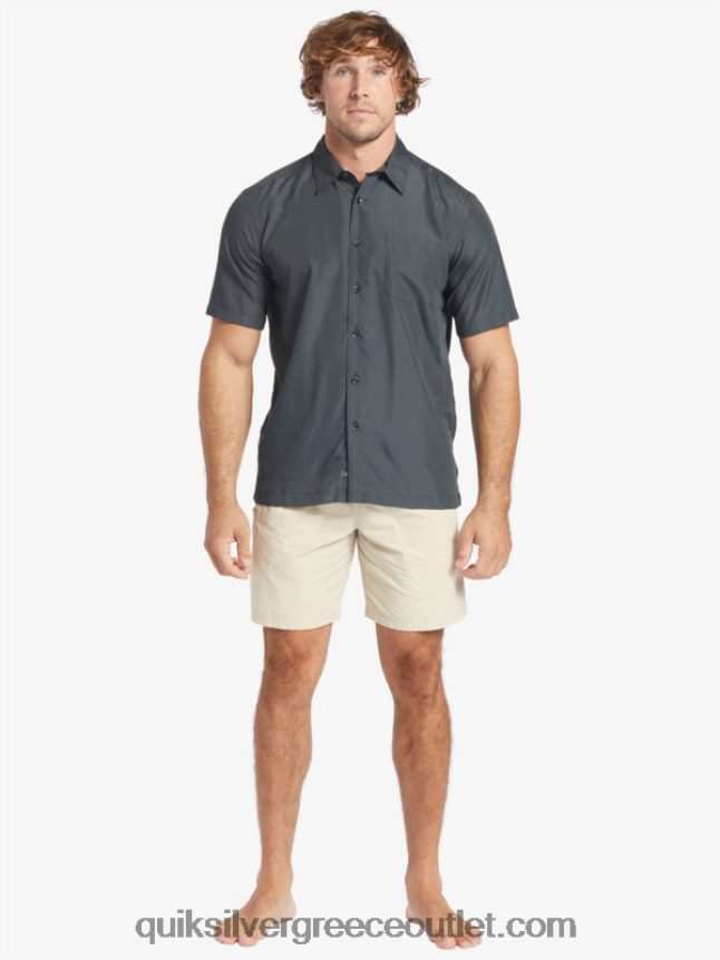 κοντομάνικο πουκάμισο waterman kings cliff Quiksilver άνδρες 66LP84283 μαύρος βράχος βασιλιάδων