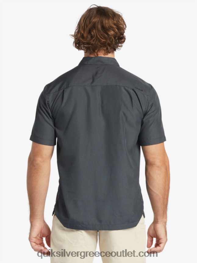 κοντομάνικο πουκάμισο waterman kings cliff Quiksilver άνδρες 66LP84283 μαύρος βράχος βασιλιάδων