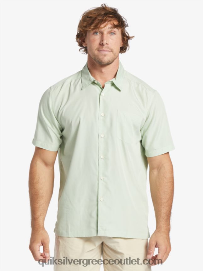 κοντομάνικο πουκάμισο waterman kings cliff Quiksilver άνδρες 66LP84286 λεπτό πράσινο kingscliff