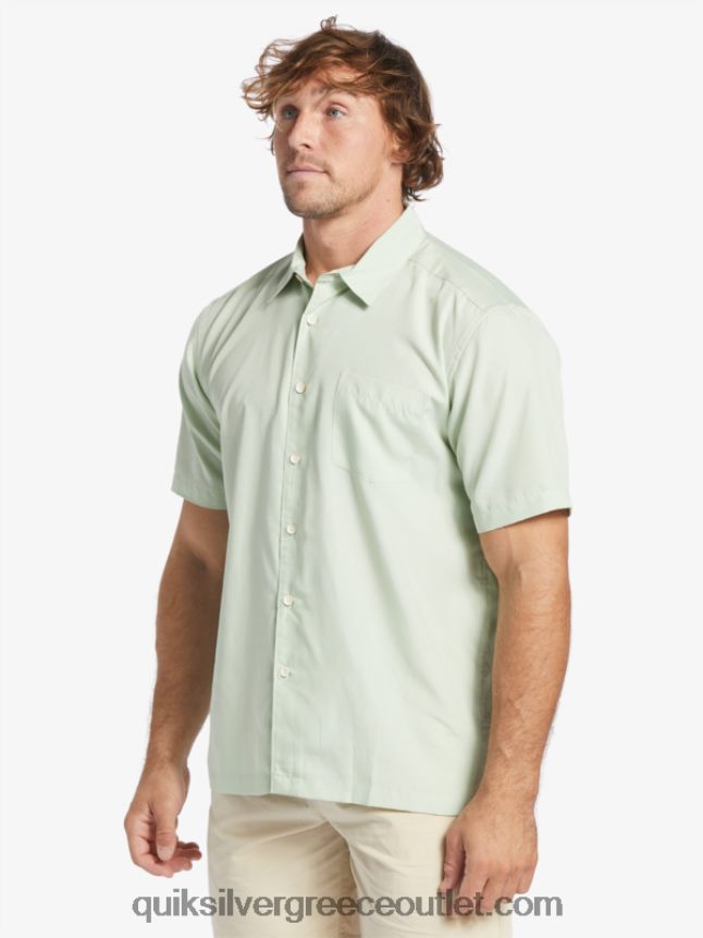 κοντομάνικο πουκάμισο waterman kings cliff Quiksilver άνδρες 66LP84286 λεπτό πράσινο kingscliff