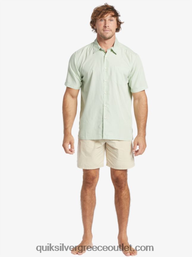κοντομάνικο πουκάμισο waterman kings cliff Quiksilver άνδρες 66LP84286 λεπτό πράσινο kingscliff