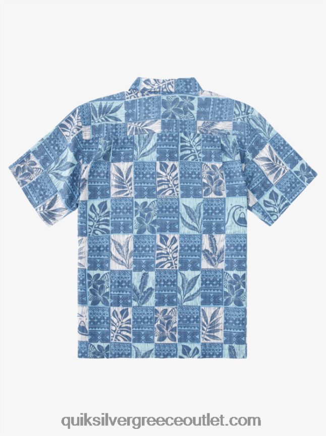 waterman leaf boxes Χαβάης πουκάμισο Quiksilver άνδρες 66LP84917 κουτιά από μπλε φύλλα