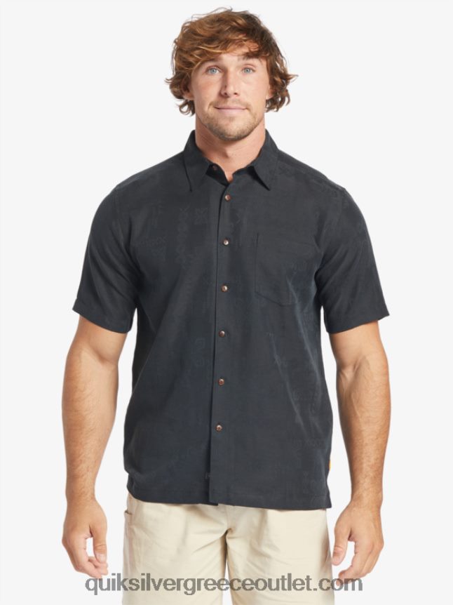 κοντομάνικο πουκάμισο waterman manele bay Quiksilver άνδρες 66LP84798 μαύρος