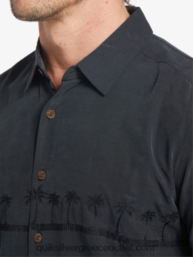 waterman tahiti palms premium αντιρυτιδικό πουκάμισο Quiksilver άνδρες 66LP84868 μαύρος