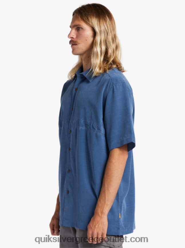 waterman tahiti palms premium αντιρυτιδικό πουκάμισο Quiksilver άνδρες 66LP84872 σημαία μπλε