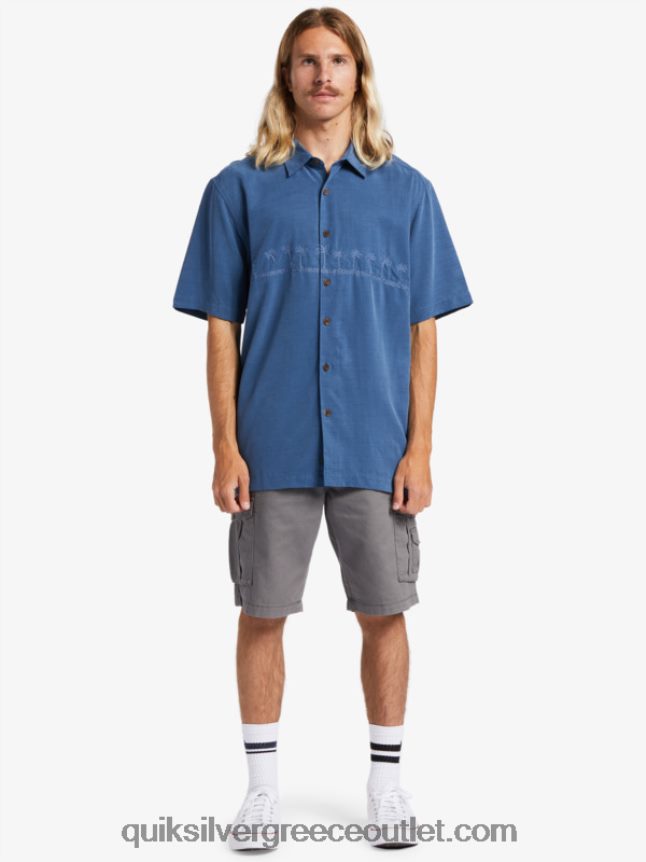 waterman tahiti palms premium αντιρυτιδικό πουκάμισο Quiksilver άνδρες 66LP84872 σημαία μπλε