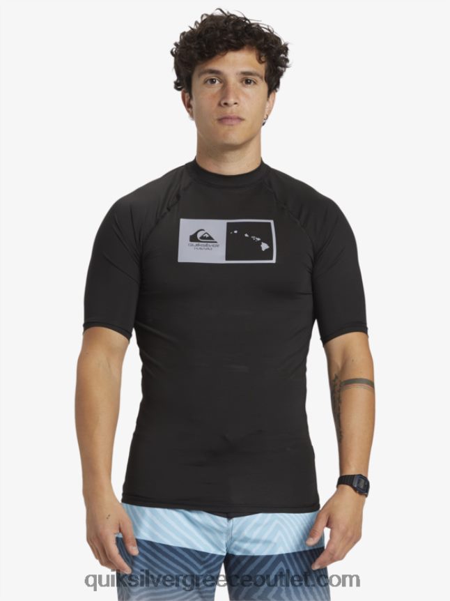 Μπλουζάκι σερφ με κοντό μανίκι 50 διπλά κάτω Quiksilver άνδρες 66LP841170 μαύρος