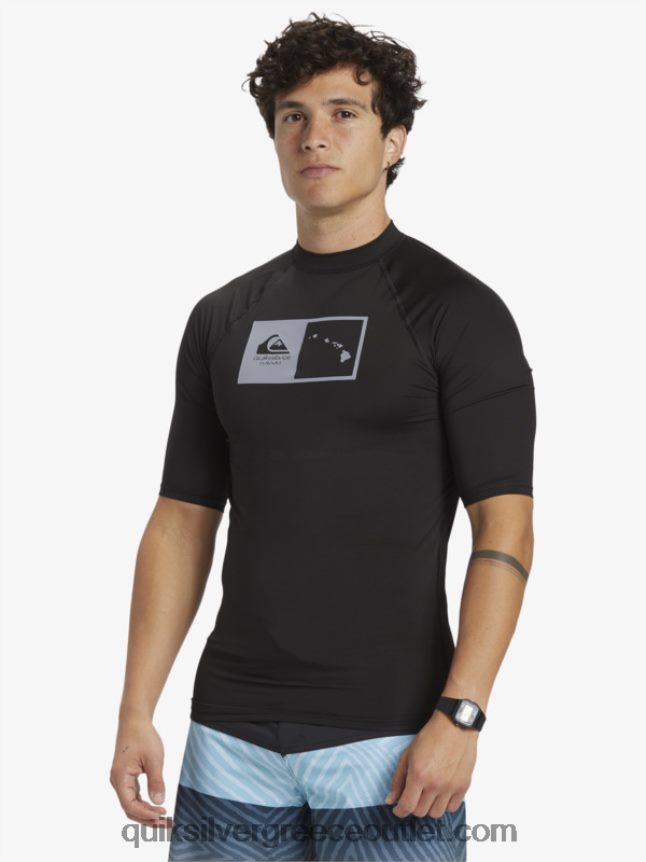 Μπλουζάκι σερφ με κοντό μανίκι 50 διπλά κάτω Quiksilver άνδρες 66LP841170 μαύρος