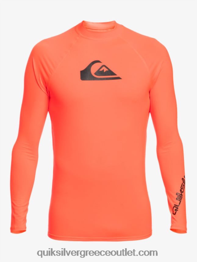 all time long sleeve upf 50 rashguard Quiksilver άνδρες 66LP84821 φλογερό κοράλλι